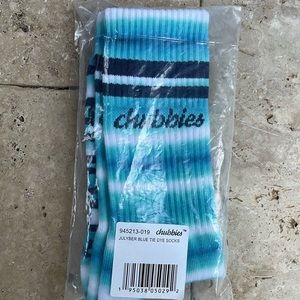 Chubbies Julyber Blue Tie Dye Stripe Crew Socks